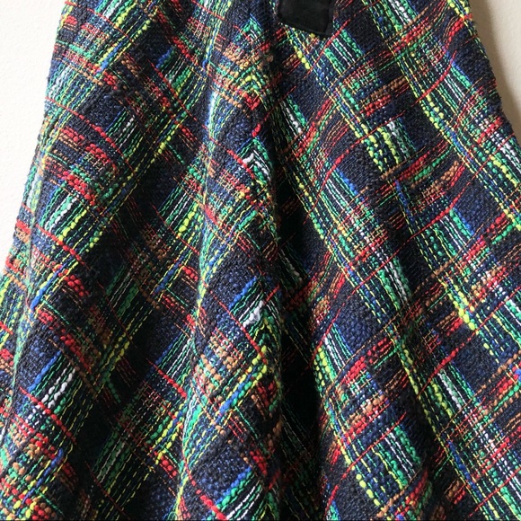 Zara Autumn Vintage Tweed Tartan Plaid High Waist Midi Skirt Size XS - Picture 7 of 15
